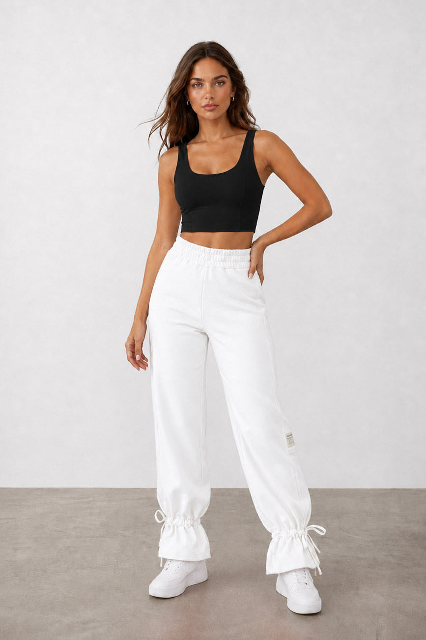 Büzgülü Paça Detaylı Wide Leg Kadın Pantolon
